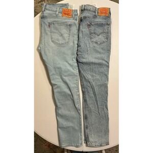 Levis 511 Slim Fit Distressed Light Wash Jeans Mens 38x32 Blue Grunge Stre